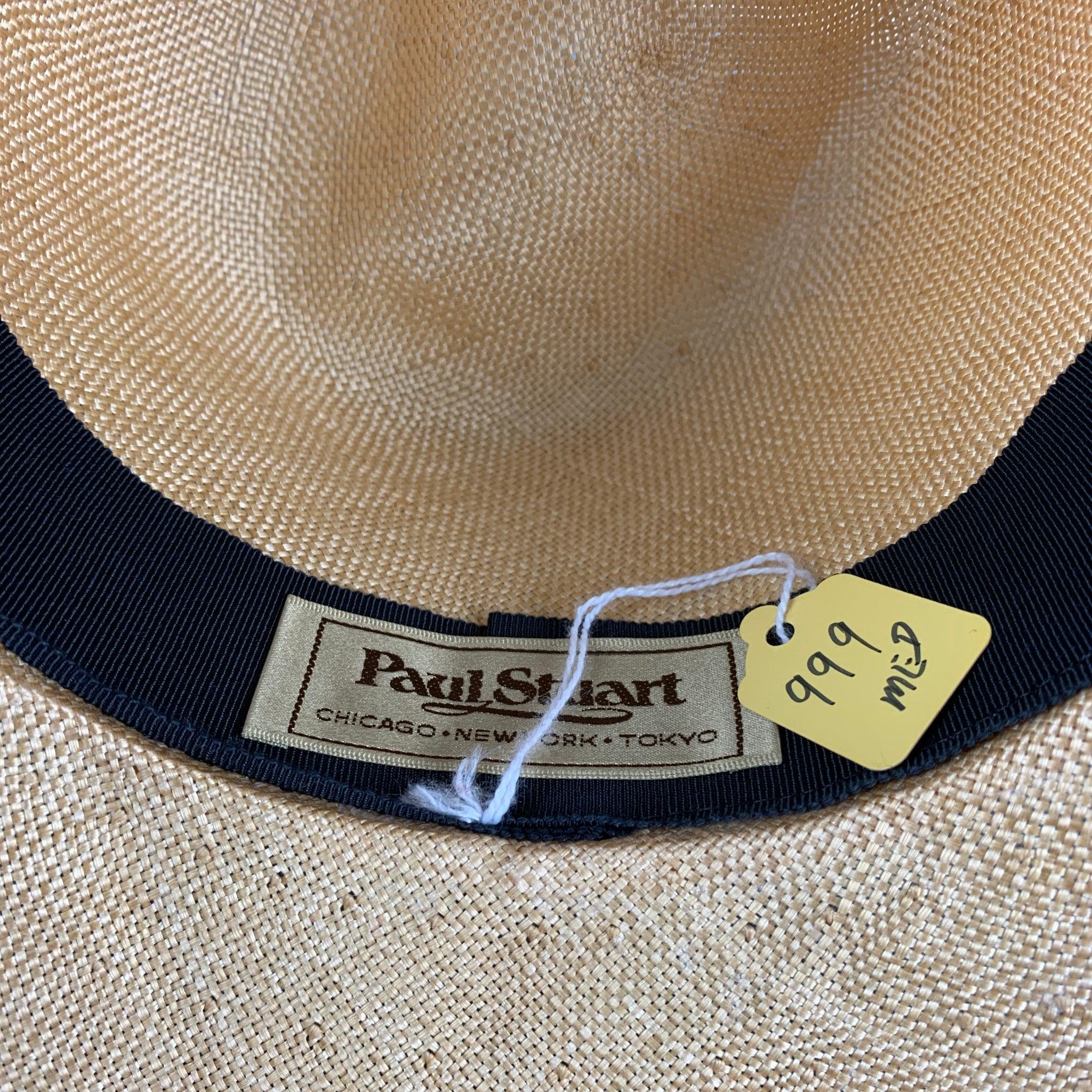 Vintage PAUL STUART Beige Straw Fedora Hat For Sale 2