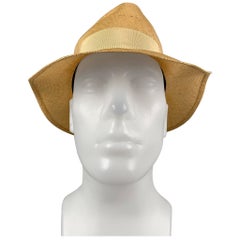 PAUL STUART Chapeau fedora vintage en paille beige