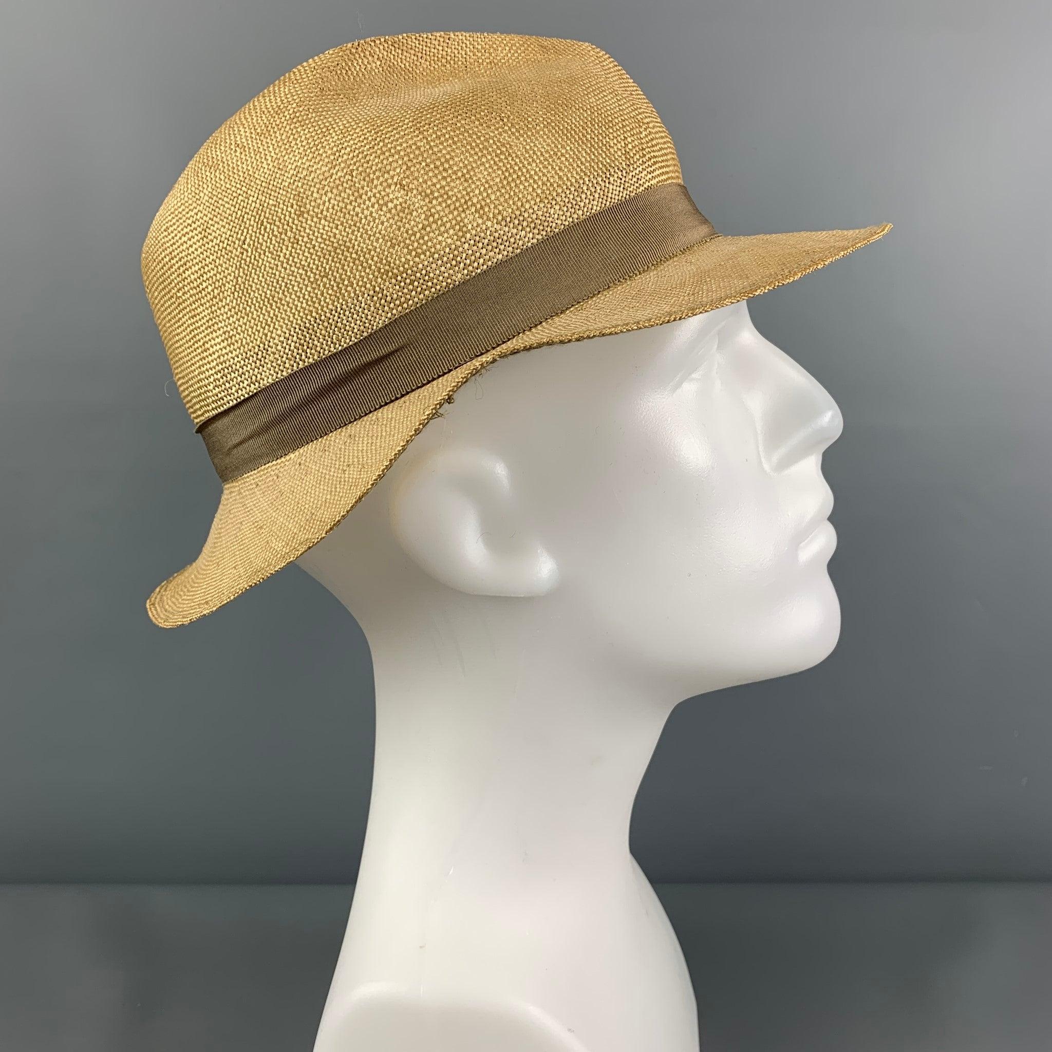 Vintage PAUL STUART Beige Tan Straw Hats In Good Condition For Sale In San Francisco, CA