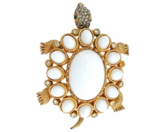 Vintage Pauline Rader Jeweled Tortoise Brooch