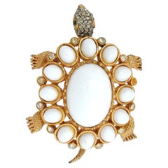 Vintage Pauline Rader Jeweled Tortoise Brooch