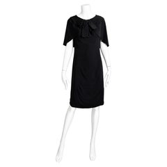 Vintage Pauline Trigère Black Silk Draped Cocktail Dress Circa 1960s