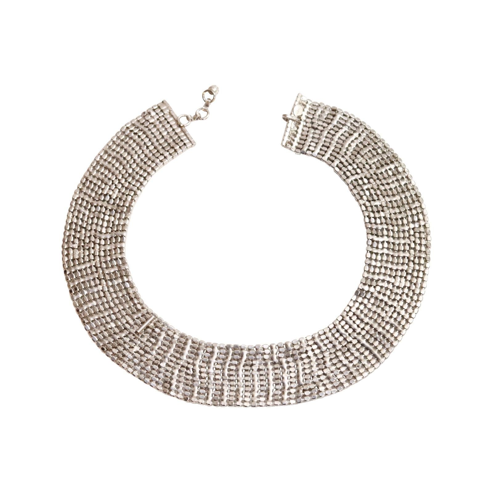 Modern Vintage Pauline Trigere Diamante Wide Collar Necklace, circa 1980s For Sale