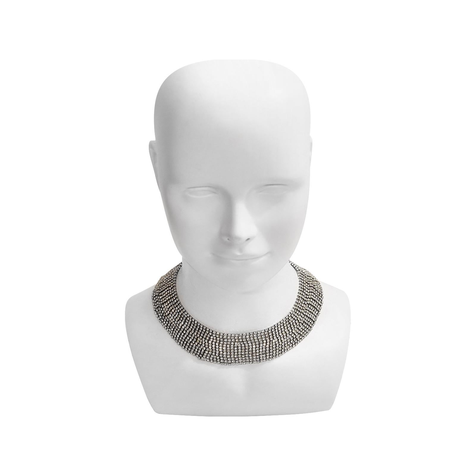 Vintage Pauline Trigere Diamante Wide Collar Necklace, circa 1980s In Good Condition For Sale In New York, NY