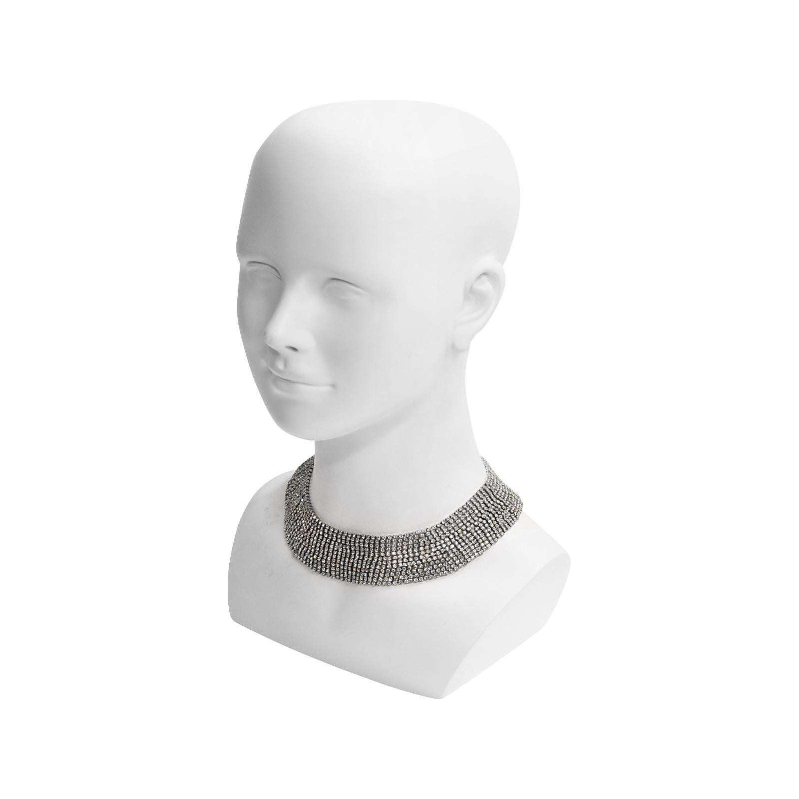 Modern Vintage Pauline Trigere Diamante Wide Collar Necklace, circa 1980s For Sale