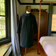 Vintage PAULINE TRIGERE LBD 60s 70s Wool Black Dress BUTTON Pleated CLASSIC