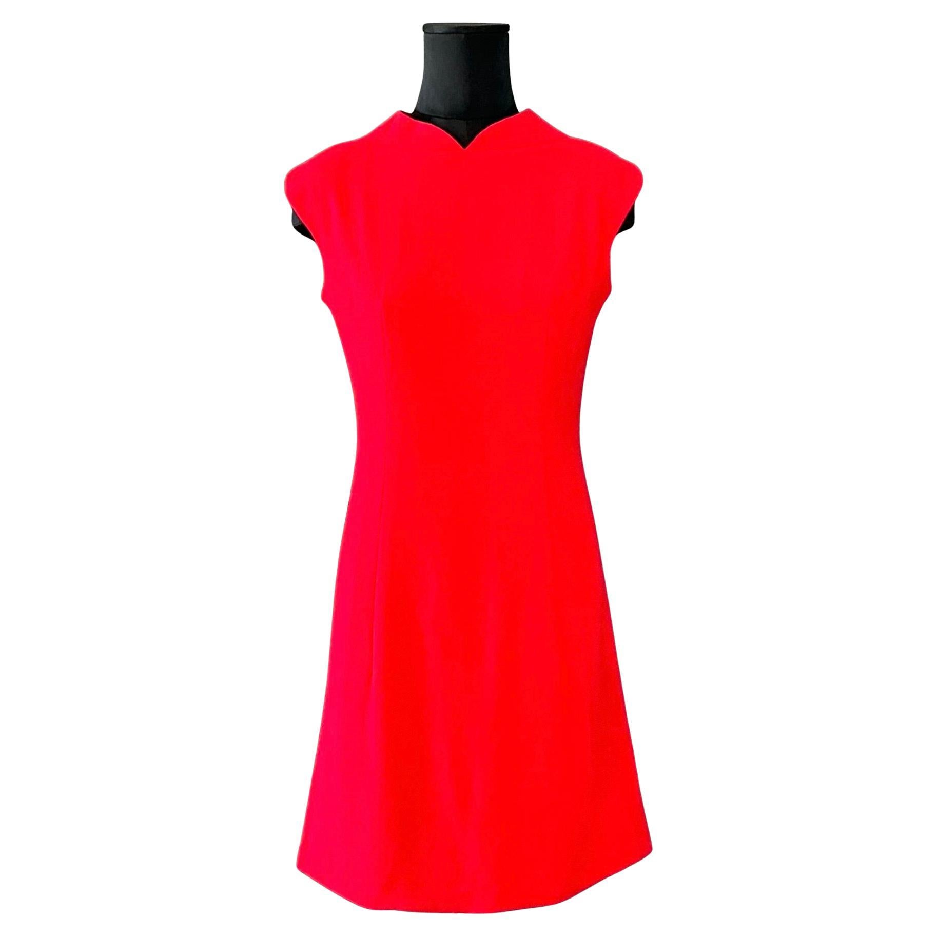 Vintage Pauline Trigere Red Dress For Sale