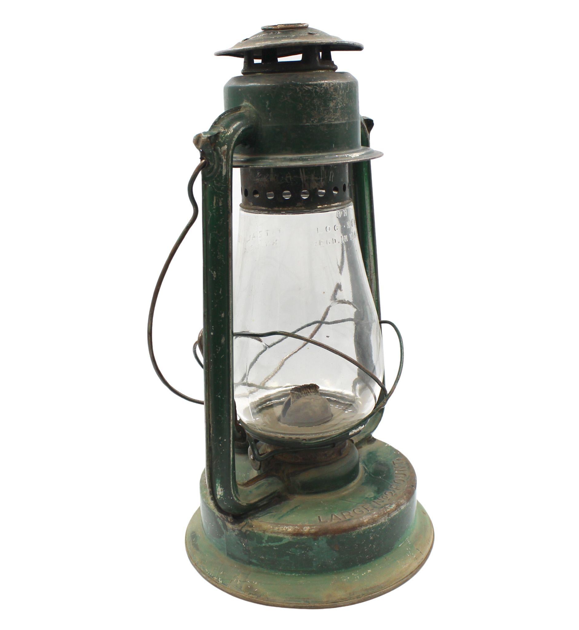 Presented is a vintage Paull's Leader Large No. 2 Fount kerosene lantern. This lantern design was first manufactured by the Wheeling Stamping company under the name 