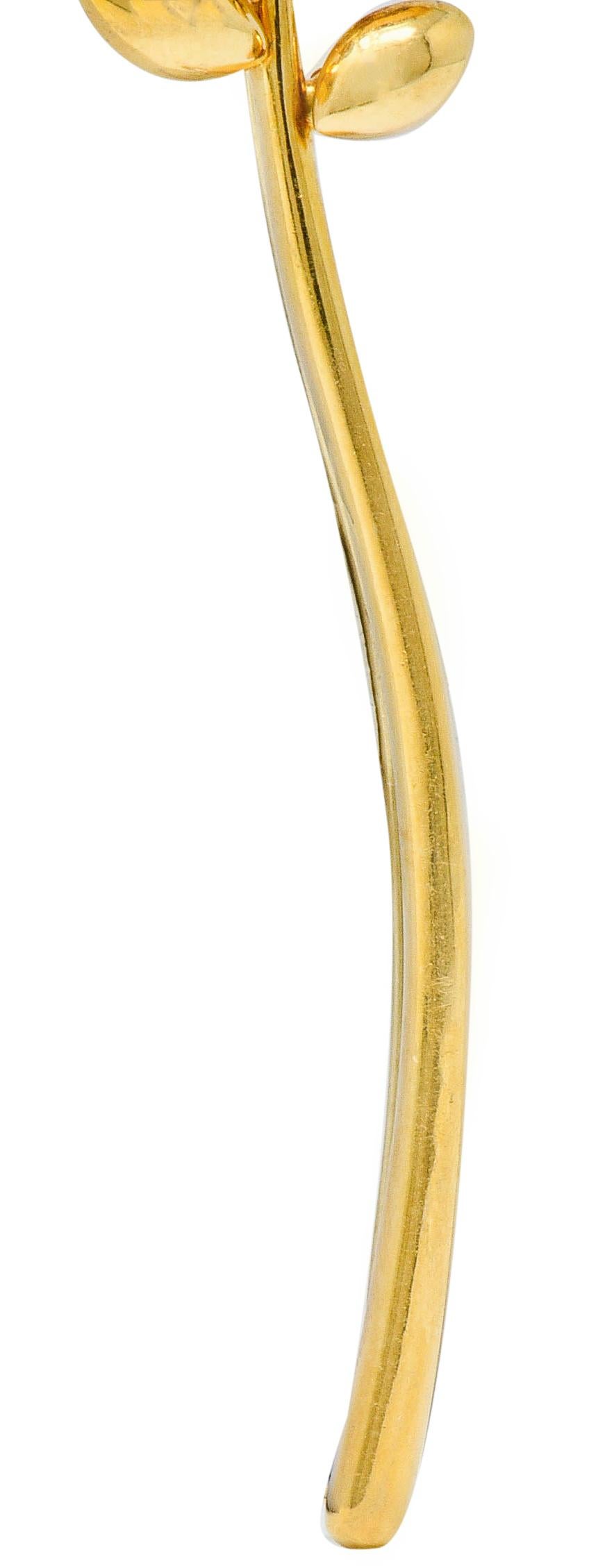 Women's or Men's Vintage Pave Diamond 18 Karat Gold Tremblant Wheat Brooch