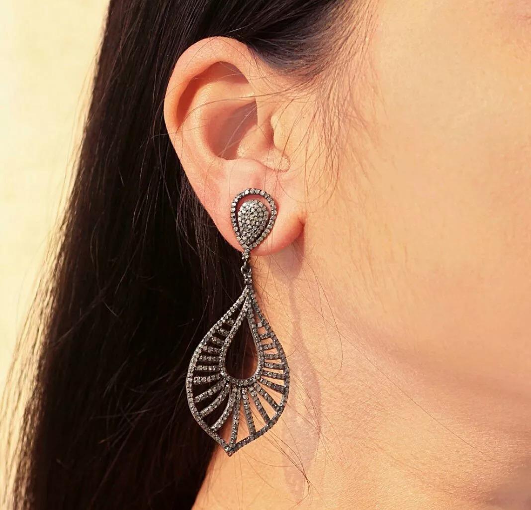 Vintage Earring Pave Diamond 925 Silver Genuine Diamond Fashion Earring Gift
Light weight can be worn everyday

Additional information:
Condition: New without tags: A brand-new, unused, and unworn item (including handmade items) that is not in