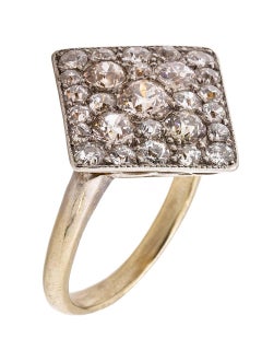 Vintage Pave Diamond Cocktail Ring 2.00 Carat OECs, circa 1960s