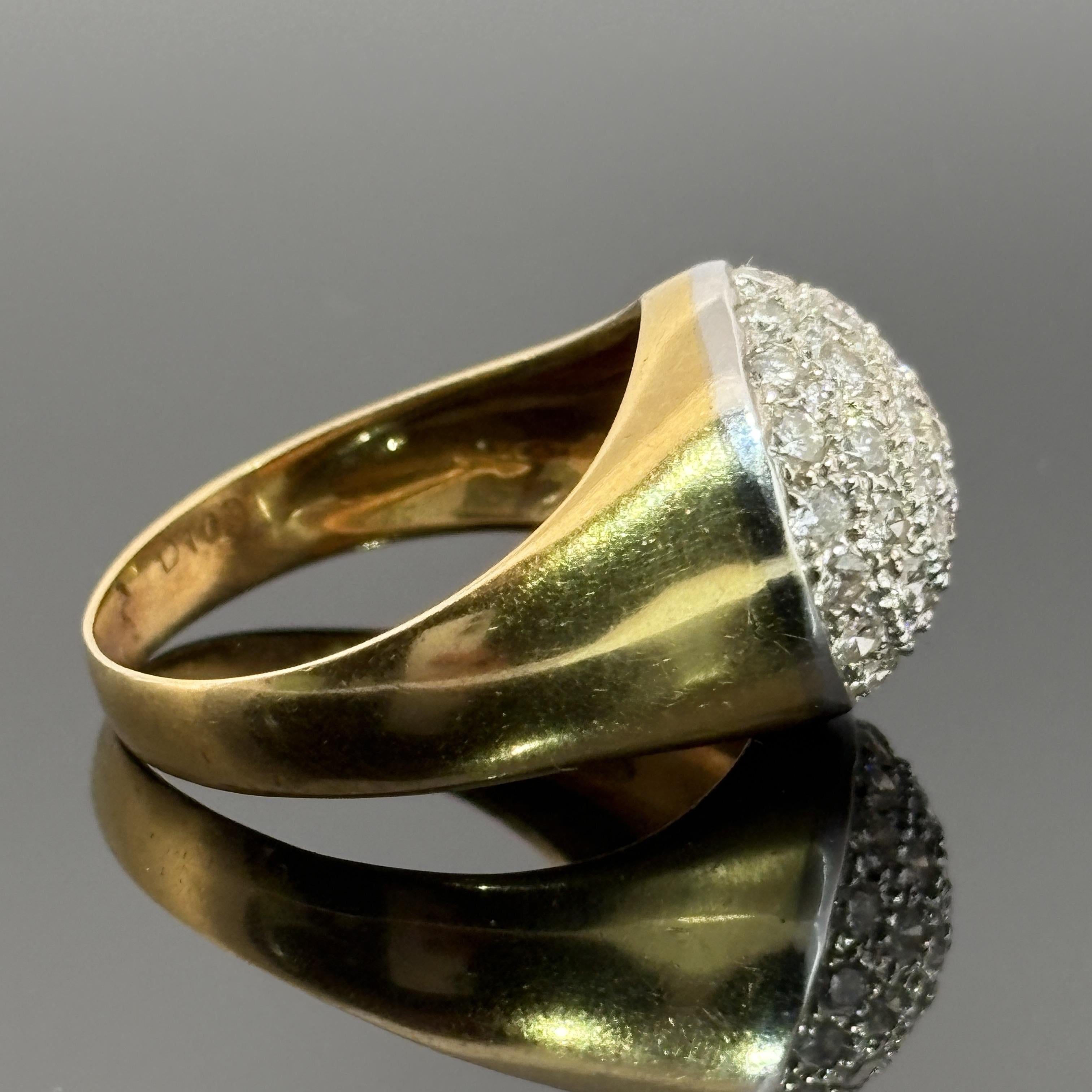 da uomo o donna Anello vintage con diamanti a cupola - 1,03ctw Oro 18k Italia in vendita