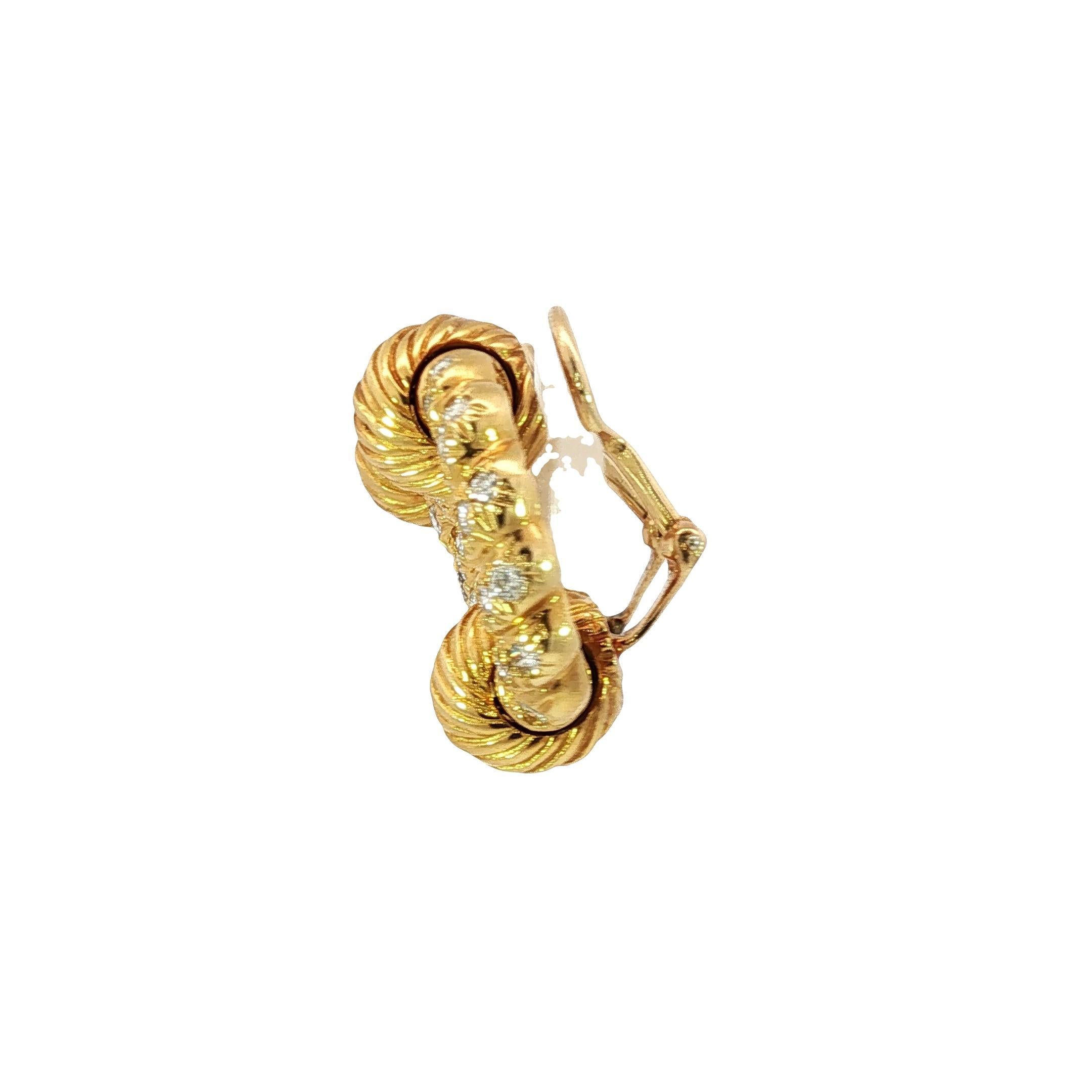 Vintage Pave Diamant Ohrclip Clip-on Ohrringe Gelbgold ~2,02ctw Diamanten Damen im Angebot
