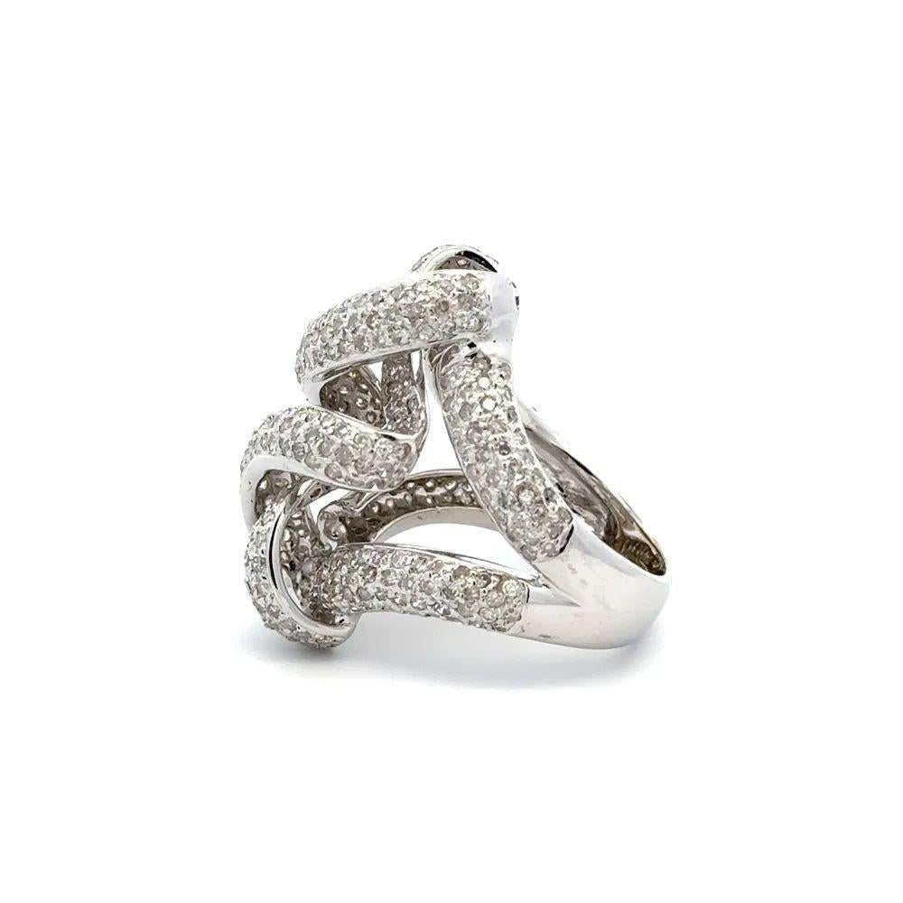 Women's Vintage Pave Diamond Flowing Ribbon Gold Ring For Sale