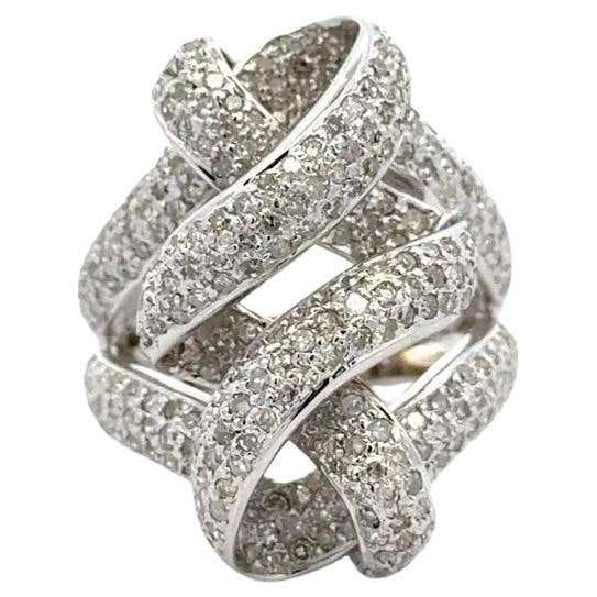 Diamond Gold Ribbon Ring For Sale at 1stDibs