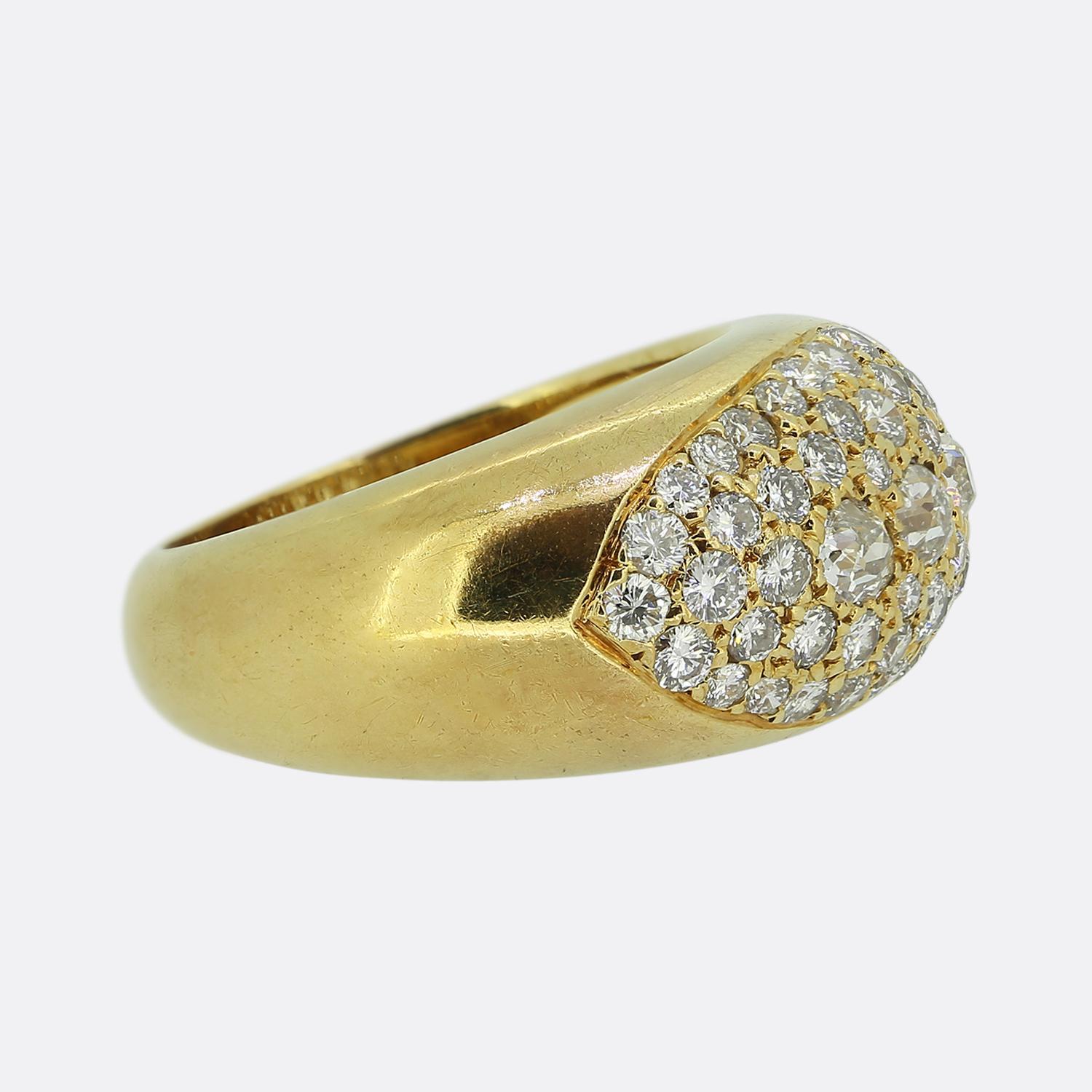 Old Mine Cut Vintage Pavé Diamond Set Ring For Sale