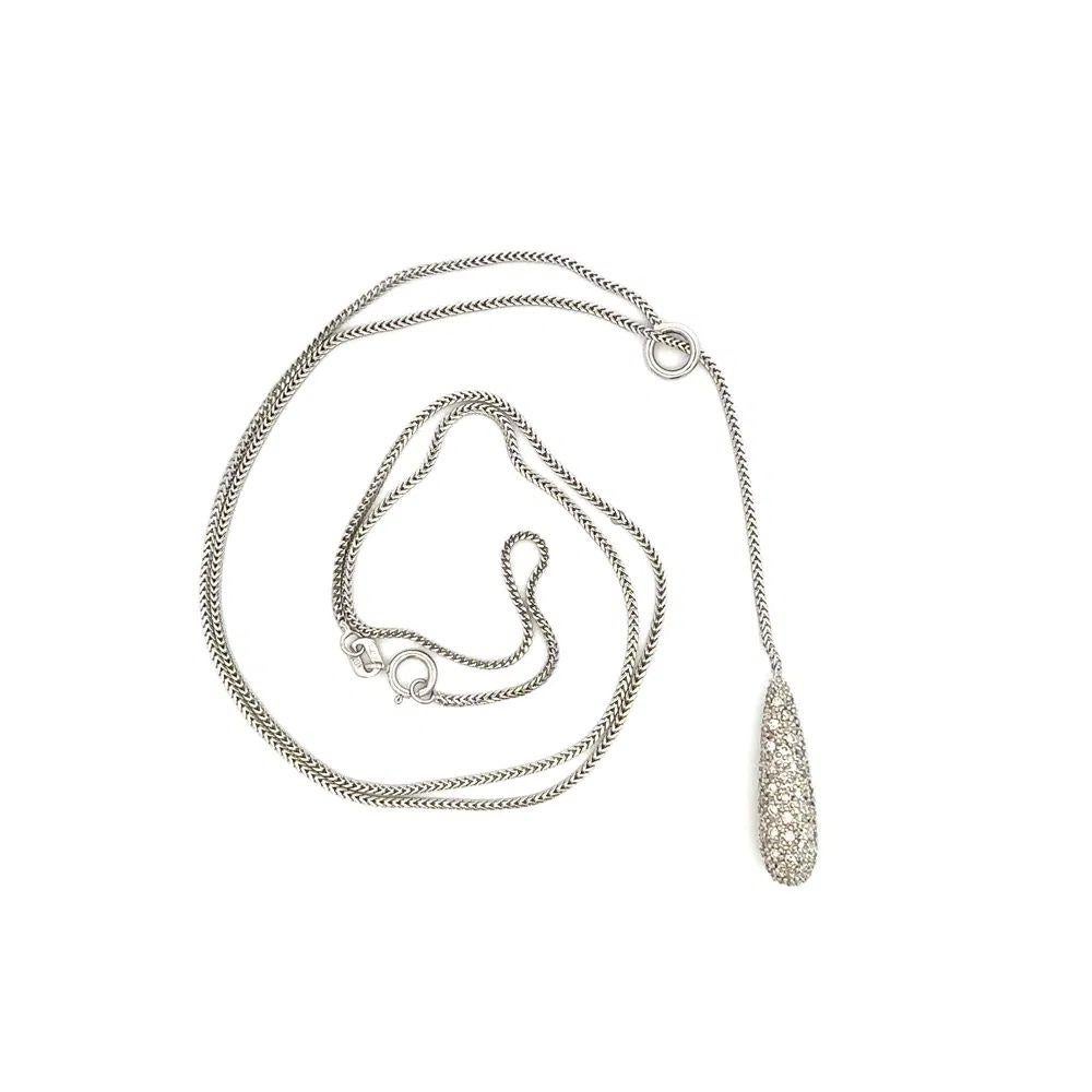 Vintage By Pave Diamond Tear Drop Slide Lariat - Collana con ciondolo in oro In condizioni ottime in vendita a Montreal, QC