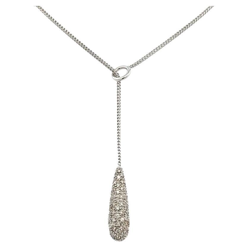 Halskette mit Anhänger, Vintage, Pave Diamant Tränentropfen Slide Lariat Gold