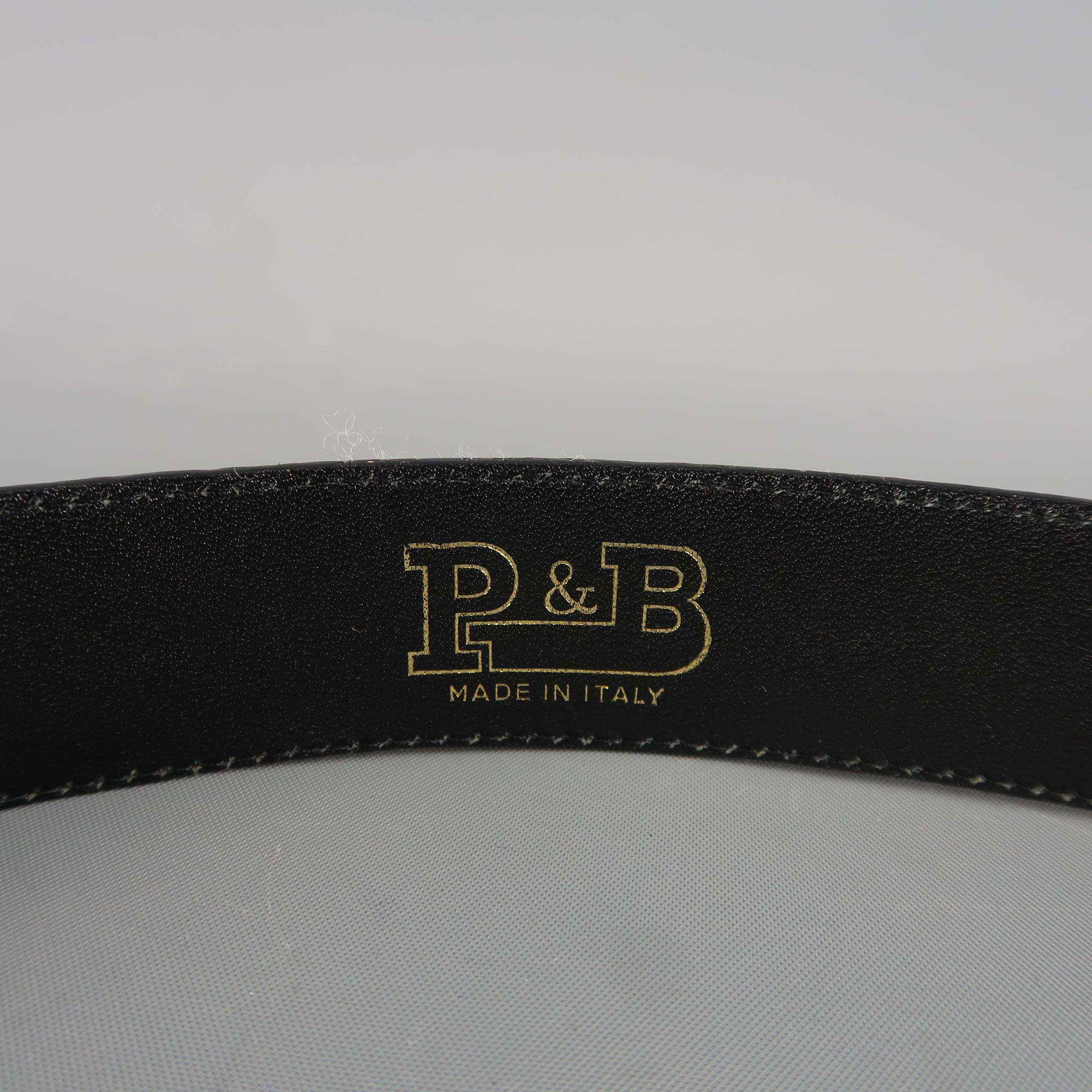Vintage P&B Size 30 Black Patent Alligator Textured Leather Belt 2