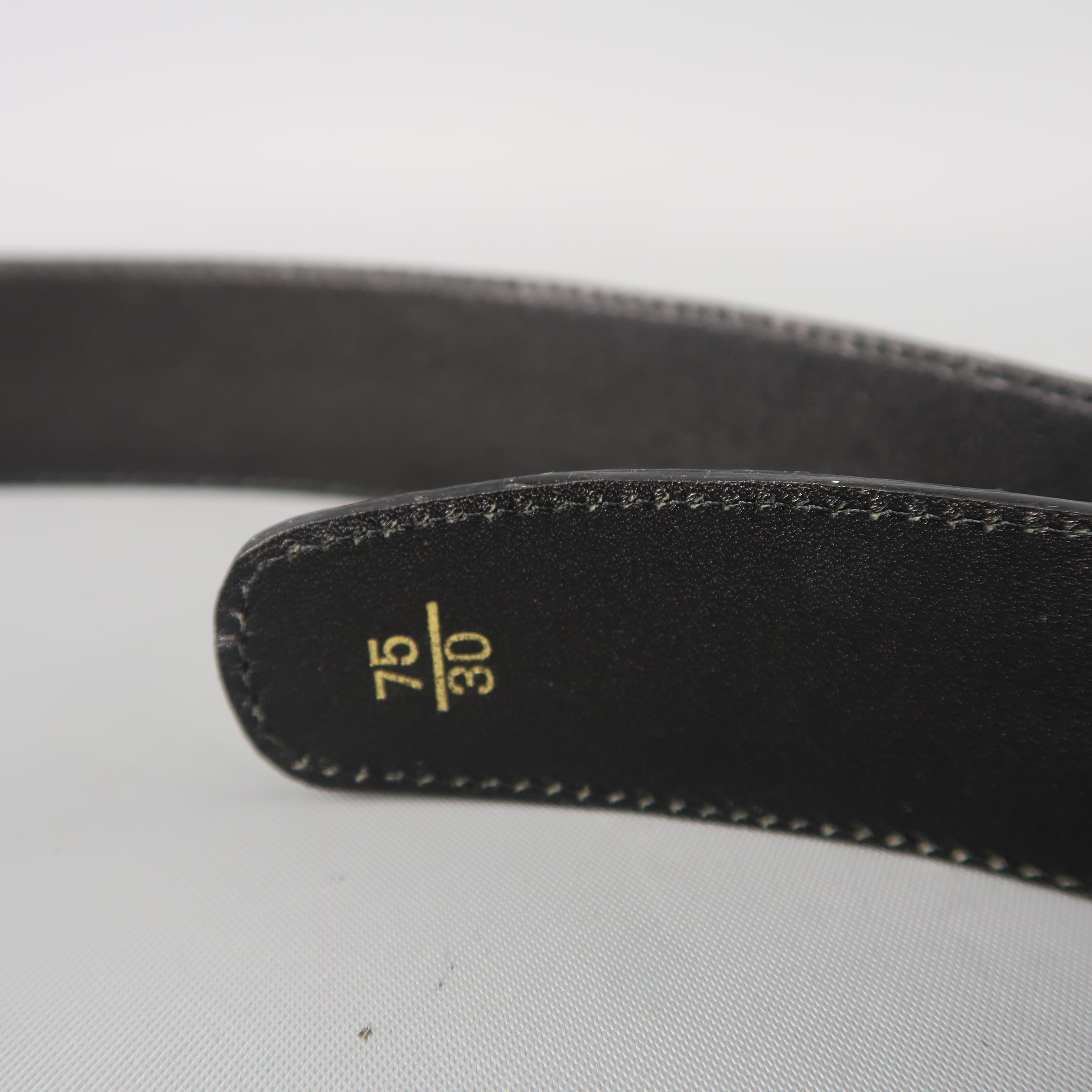 Vintage P&B Size 30 Black Patent Alligator Textured Leather Belt 3