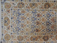 Vintage Peach and Grey Uzbekistan Embroidery Suzani Textile Panel