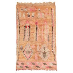 Vintage Peach Boujad Moroccan Handmade Wool Rug