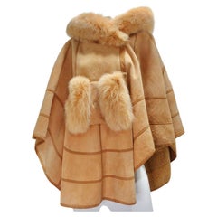 Retro Peach Fur Poncho