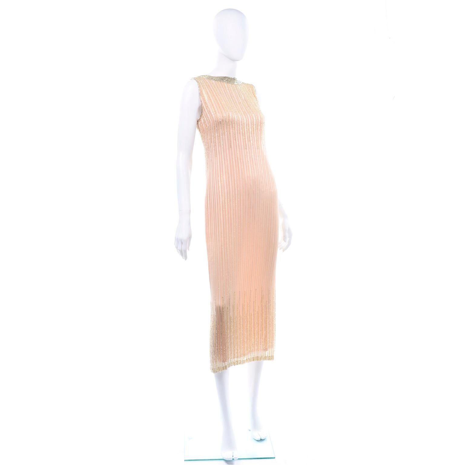peach and gold dress