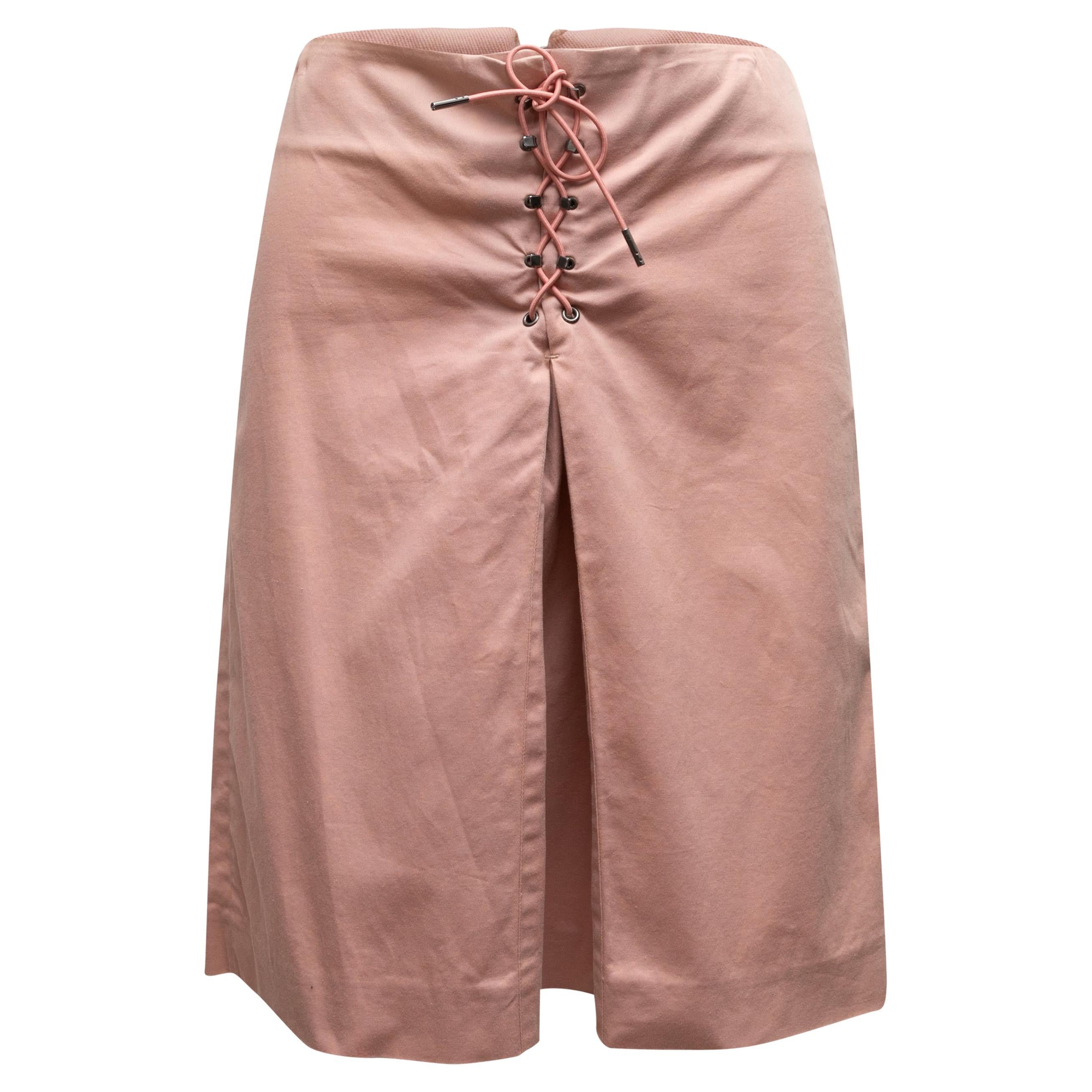 Vintage Peach Gucci Tom Ford Era Lace-Up Skirt Size IT 42