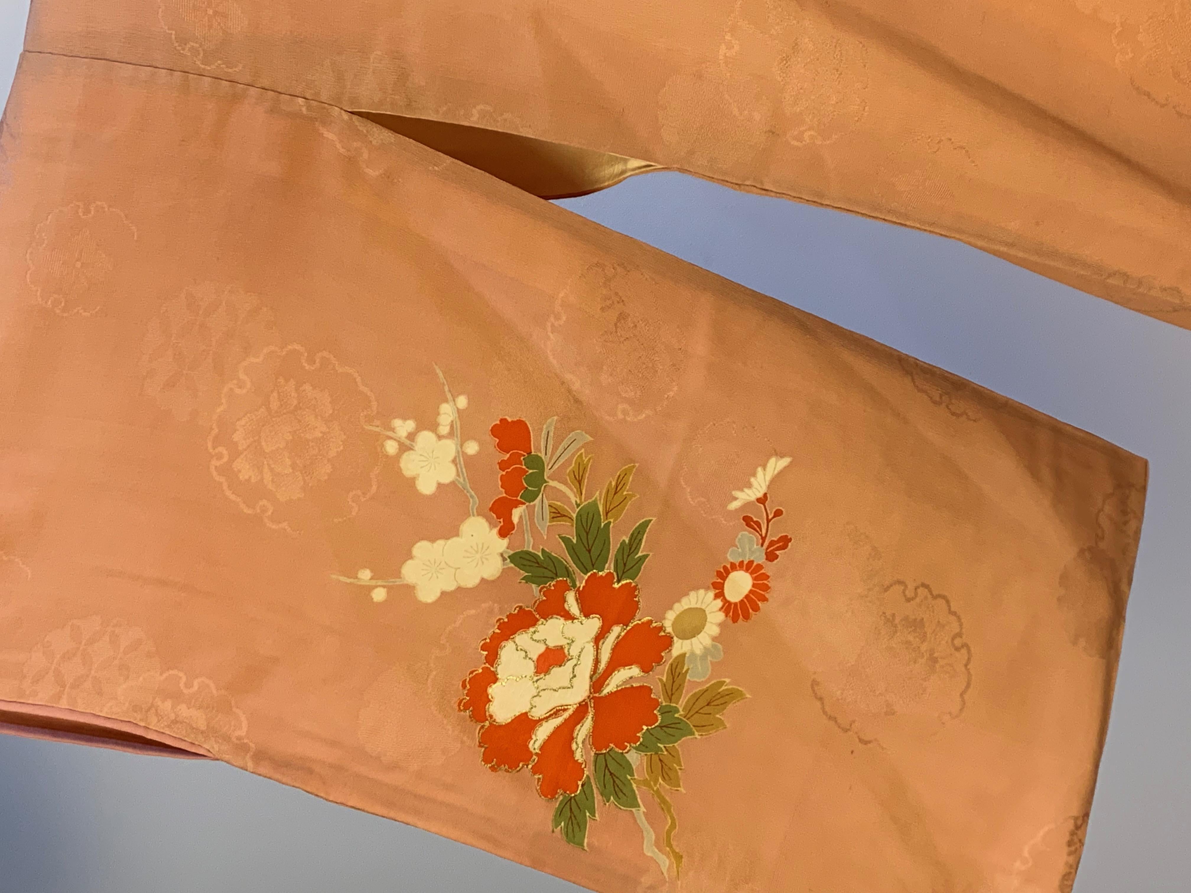 Vintage Peach Kimono with Floral Design 1