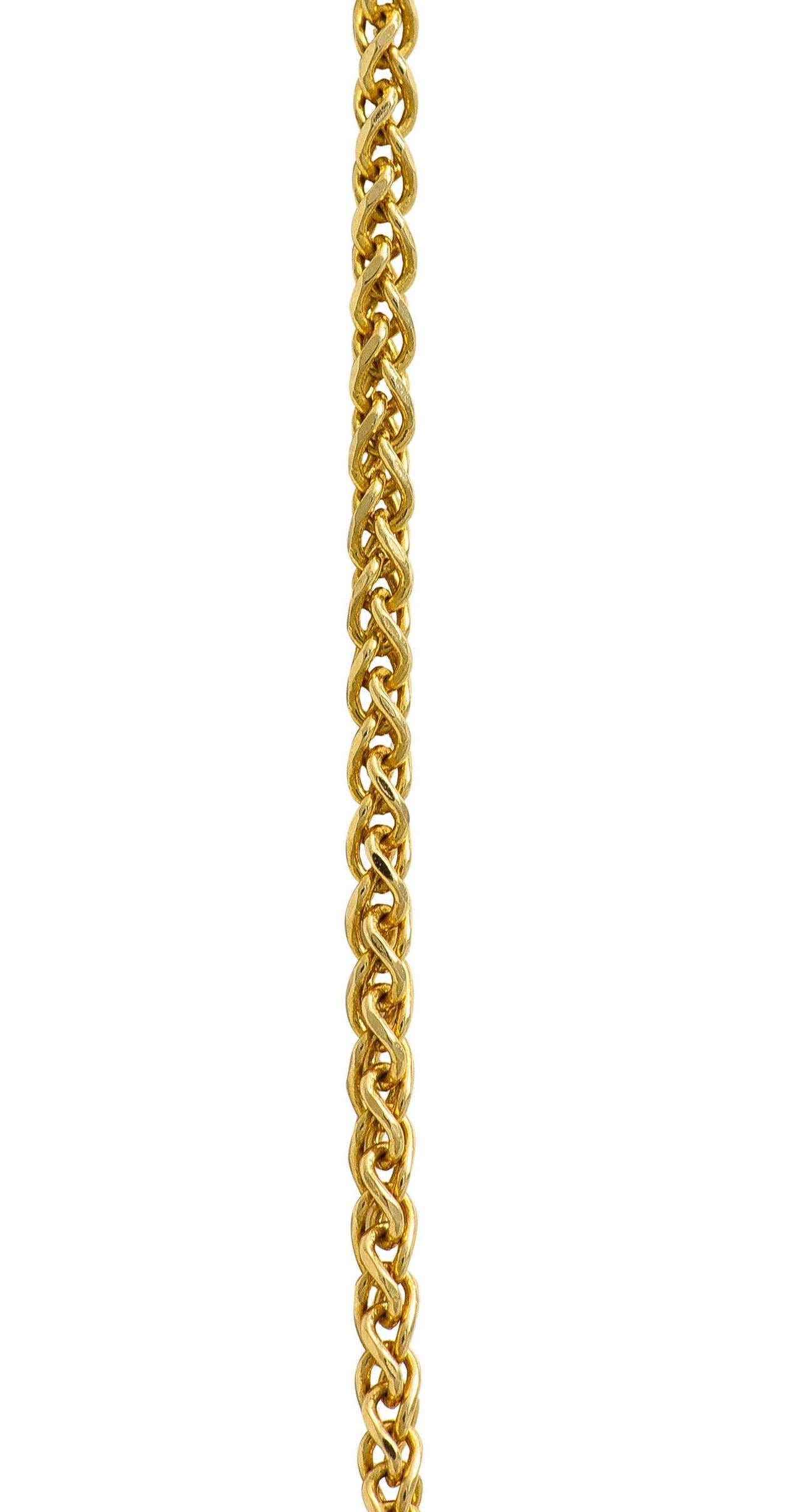 Women's or Men's Vintage Peach Moonstone 22 Karat Gold Aries Zodiac Pendant Necklace
