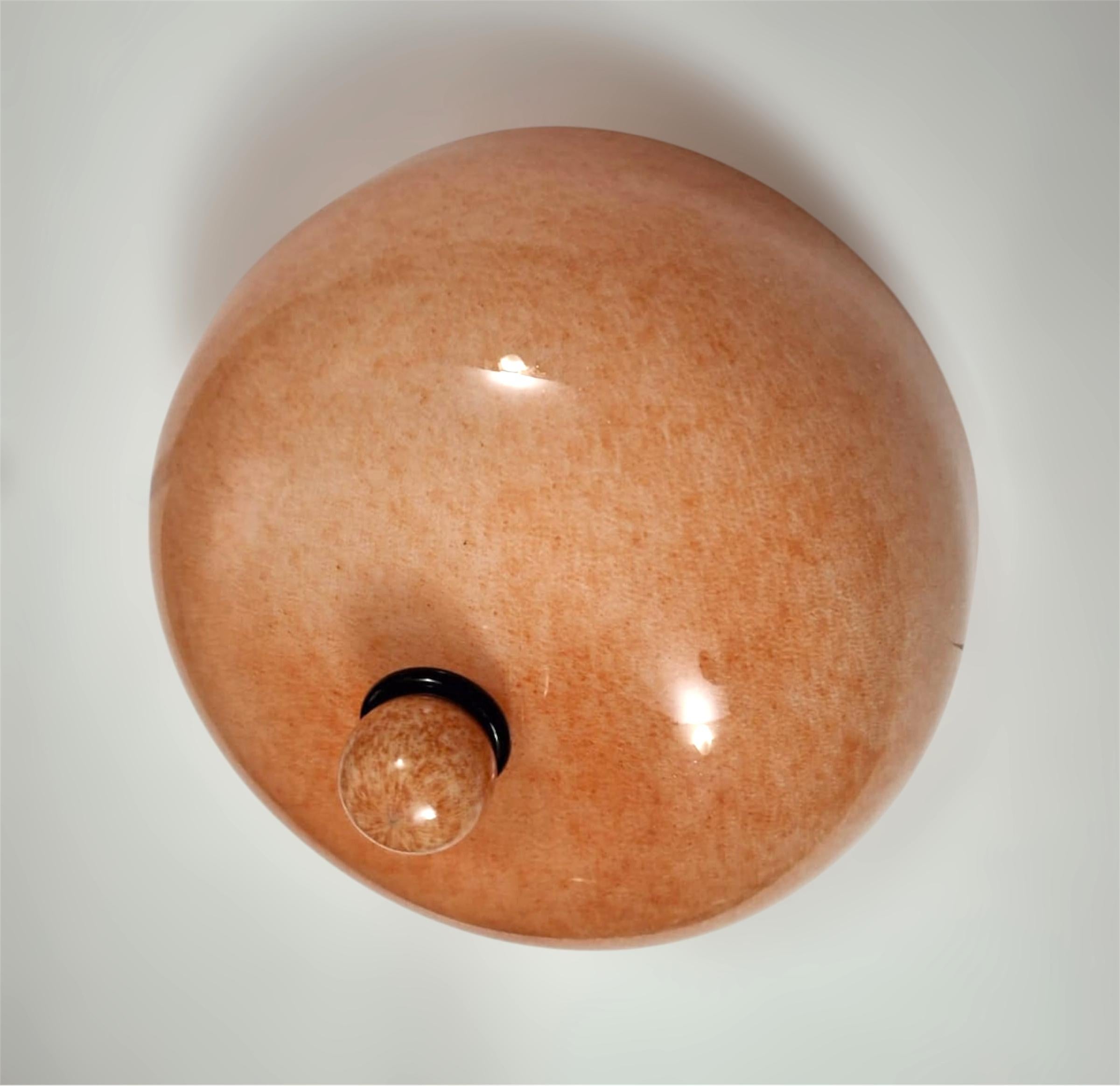 Mid-Century Modern Vintage Peach Murano Flush Mount For Sale
