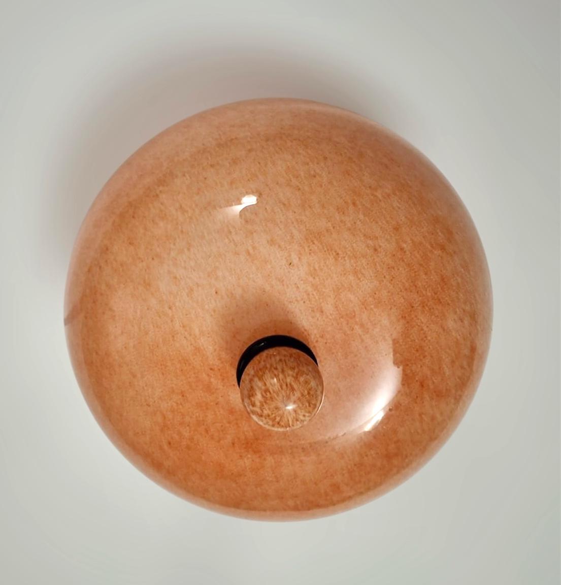 Italian Vintage Peach Murano Flush Mount For Sale