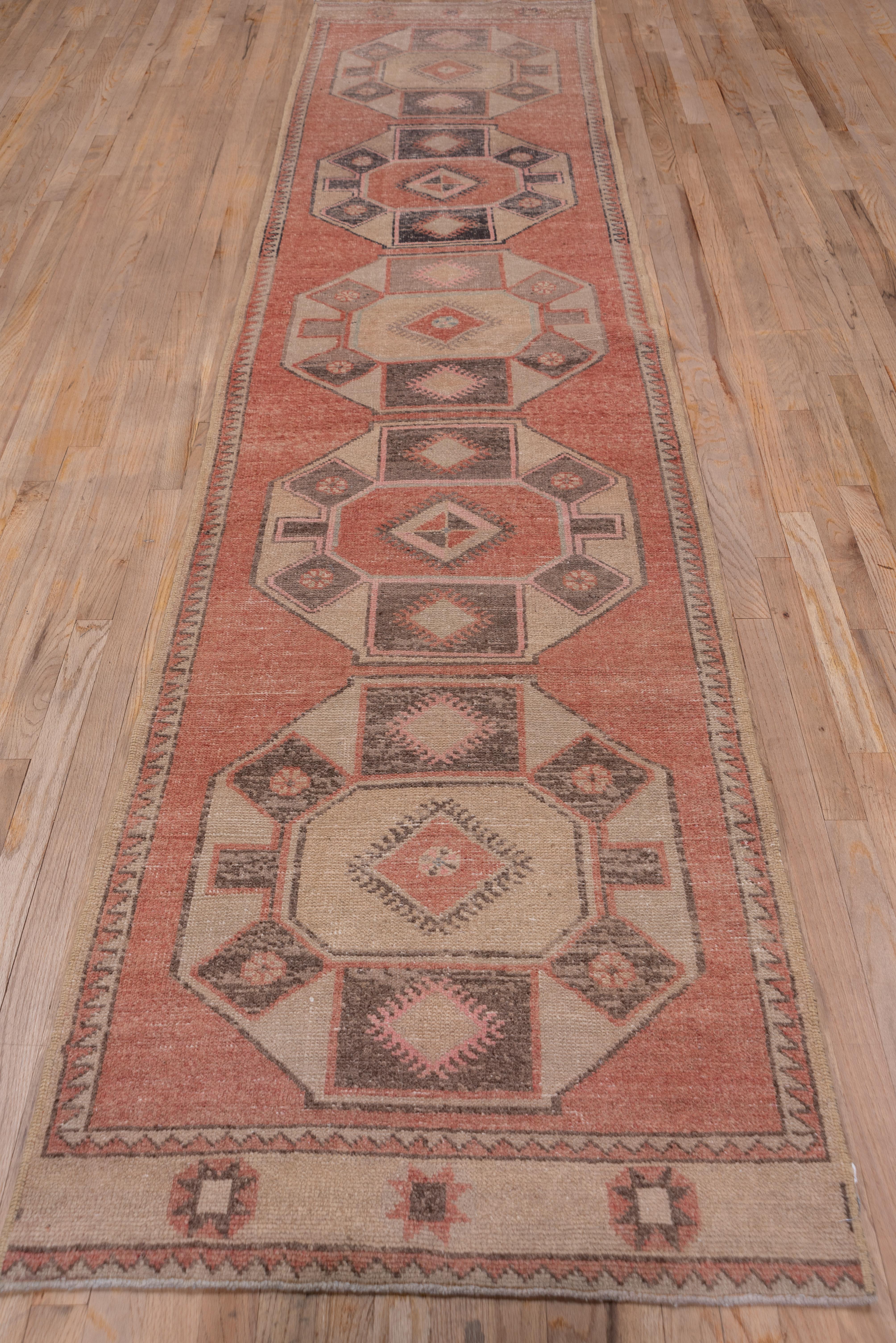 Hand-Knotted Vintage Peach Oushak Runner For Sale