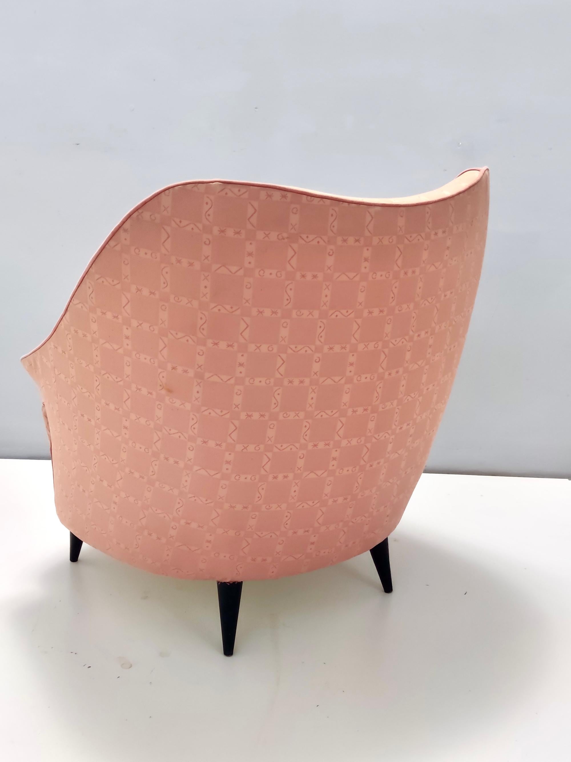 Mid-Century Modern Vintage Peach Pink Lounge Chair in the Style of Gio Ponti for Casa & Giardino For Sale