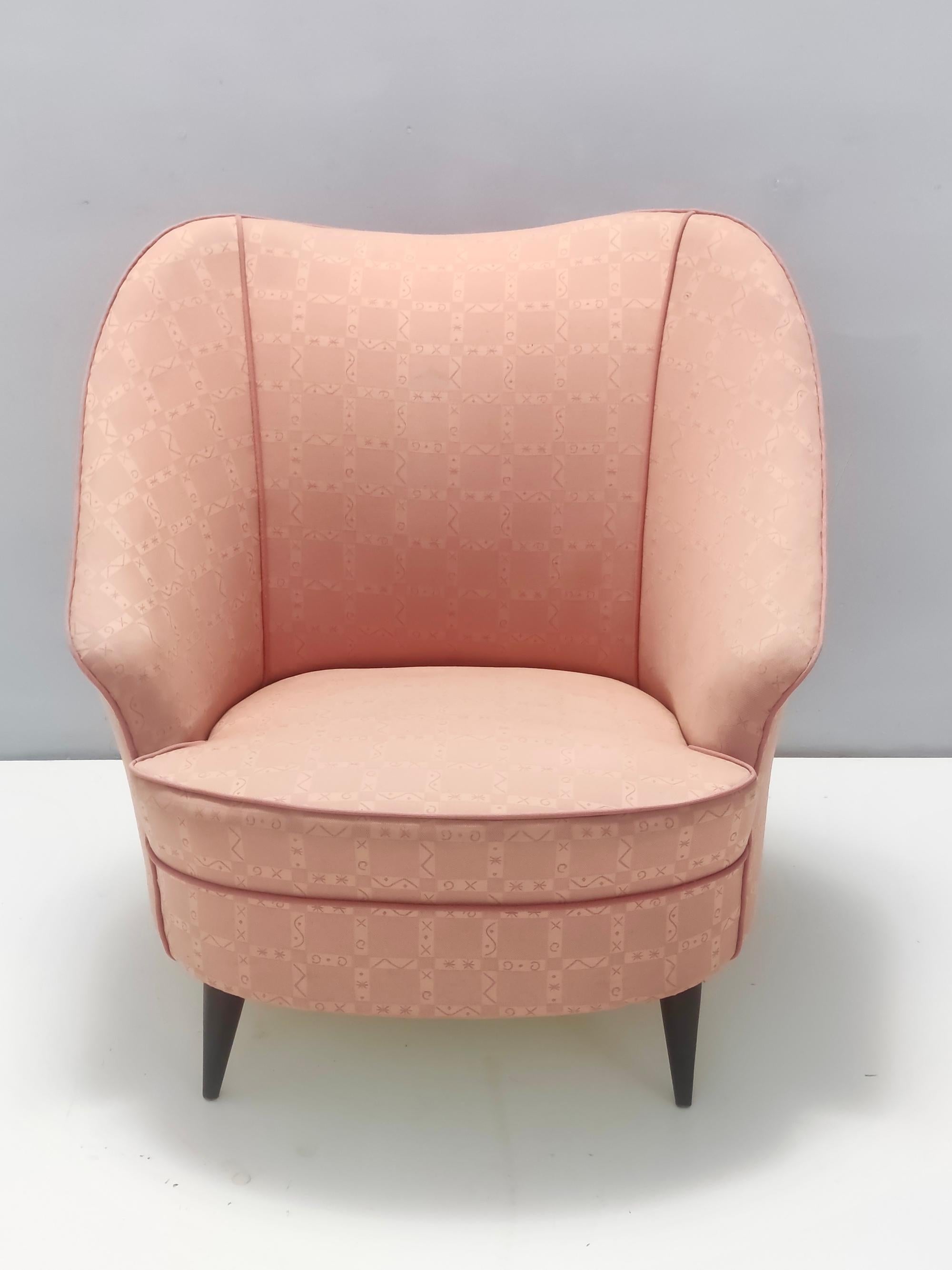 Vintage Peach Pink Lounge Chair in the Style of Gio Ponti for Casa & Giardino In Excellent Condition For Sale In Bresso, Lombardy