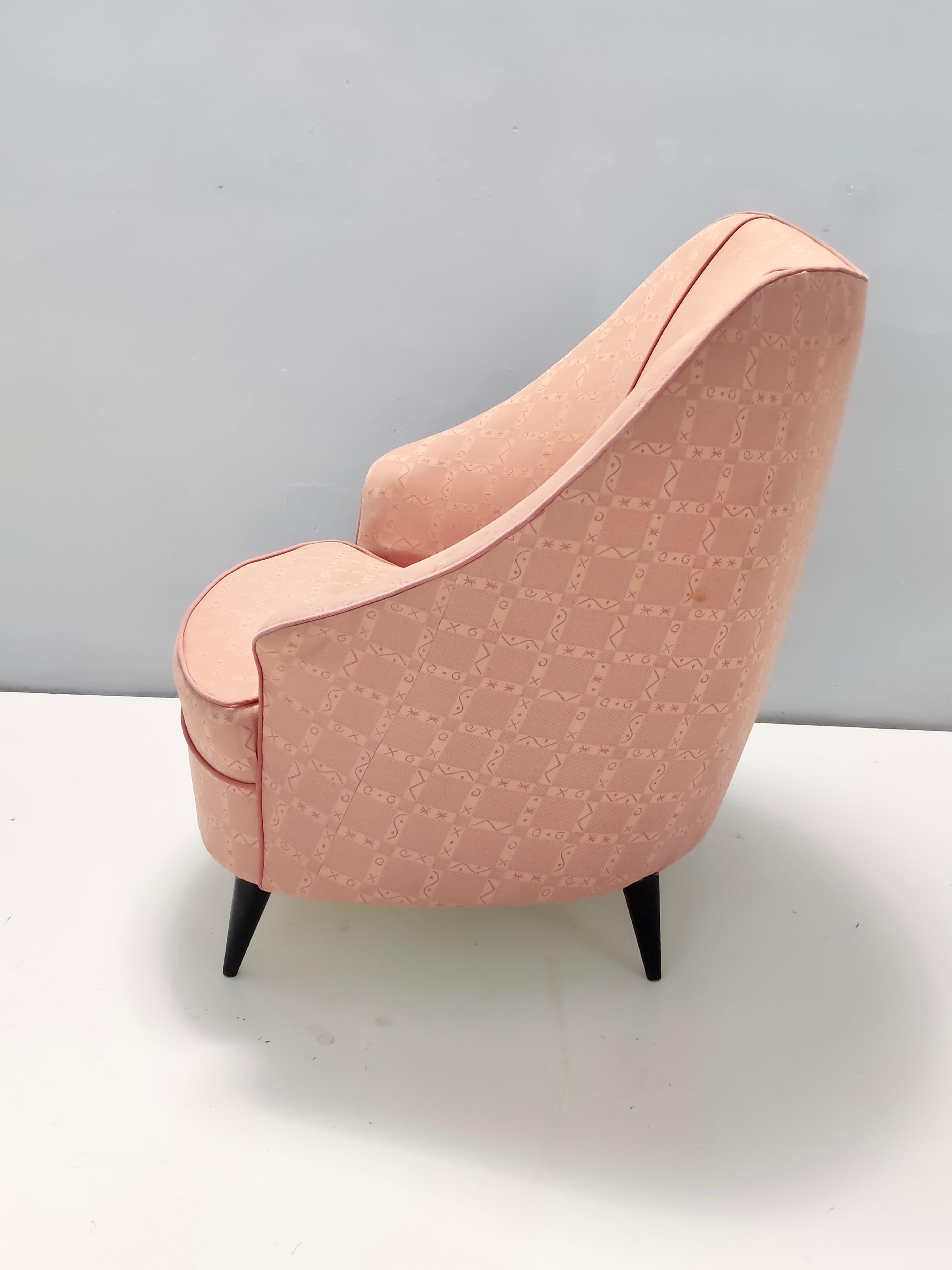 Fabric Vintage Peach Pink Lounge Chair in the Style of Gio Ponti for Casa & Giardino For Sale
