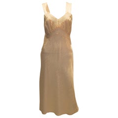 Vintage Peach Silk/Satin Nightdress with Lace Detail