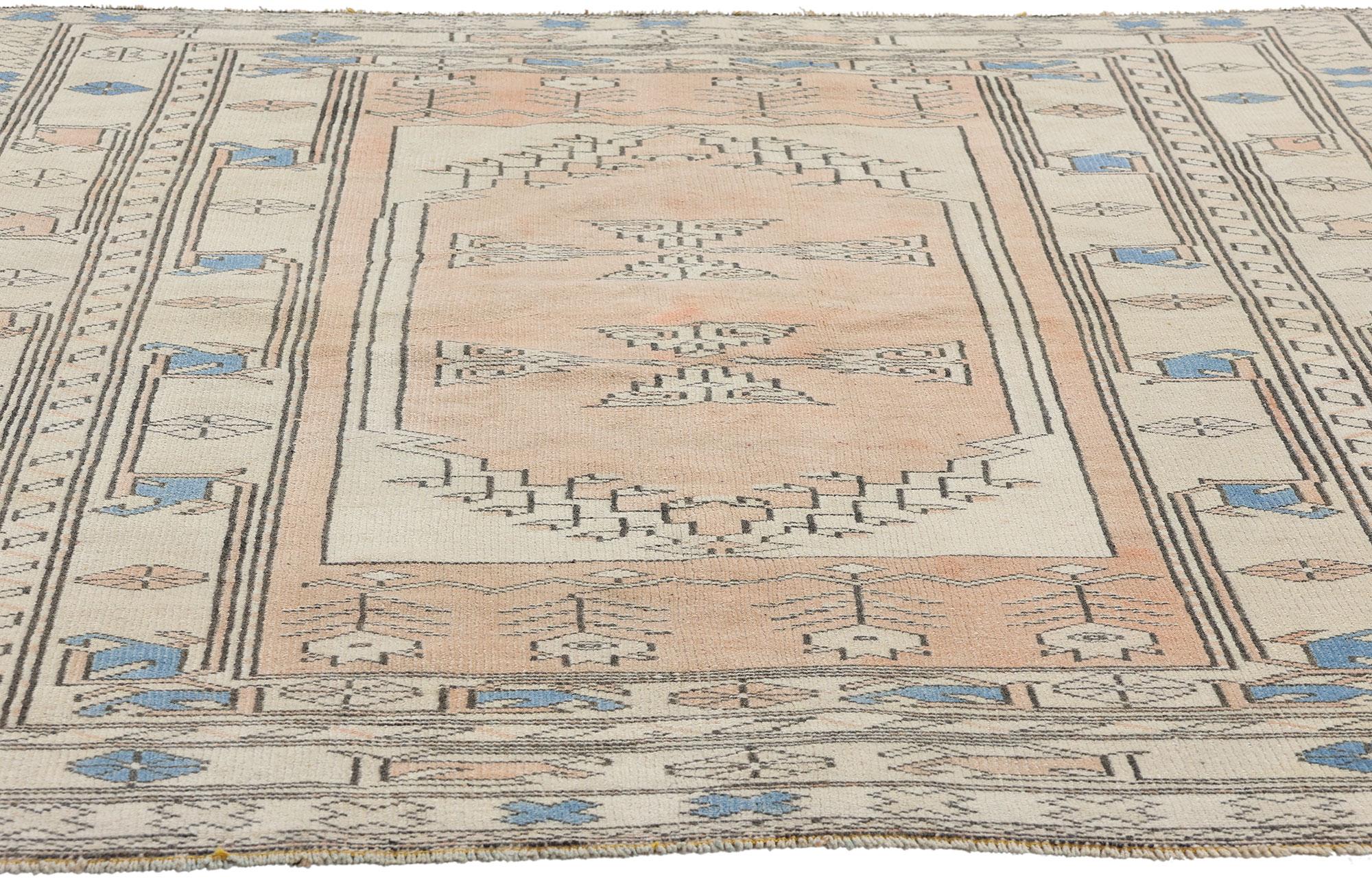 Hand-Knotted Vintage Peach Turkish Oushak Rug  For Sale