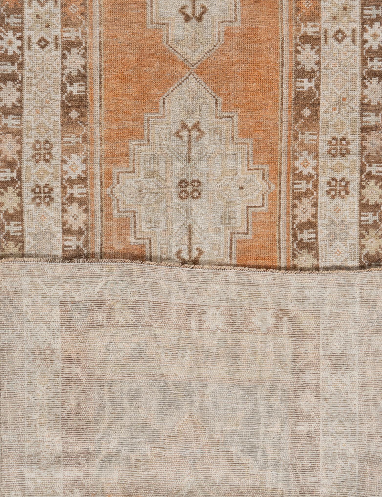 Tessuto a mano Vintage Peach Turkish Oushak Runner 2'11 X 9'1 in vendita