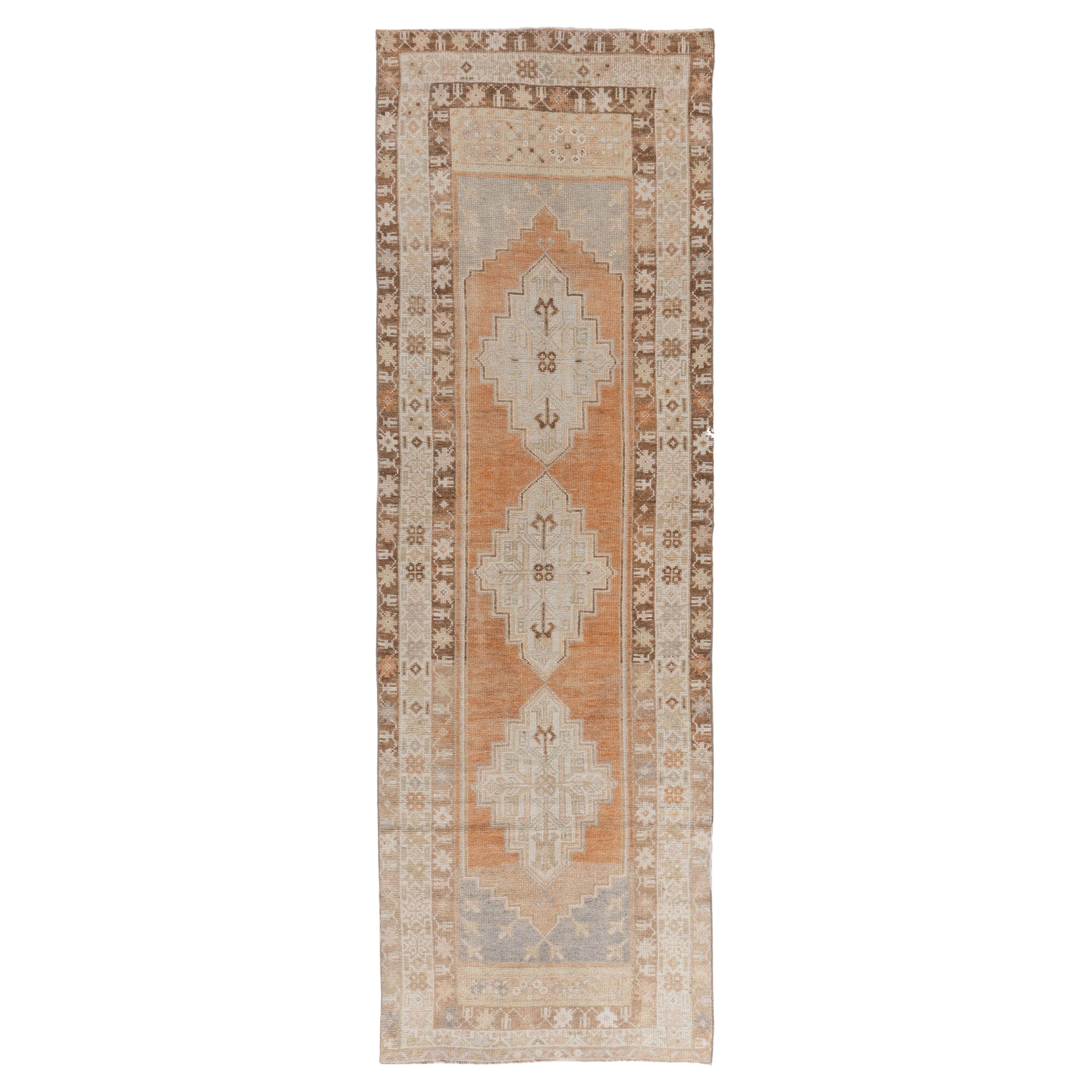 Vintage Peach Turkish Oushak Runner 2'11 X 9'1 in vendita