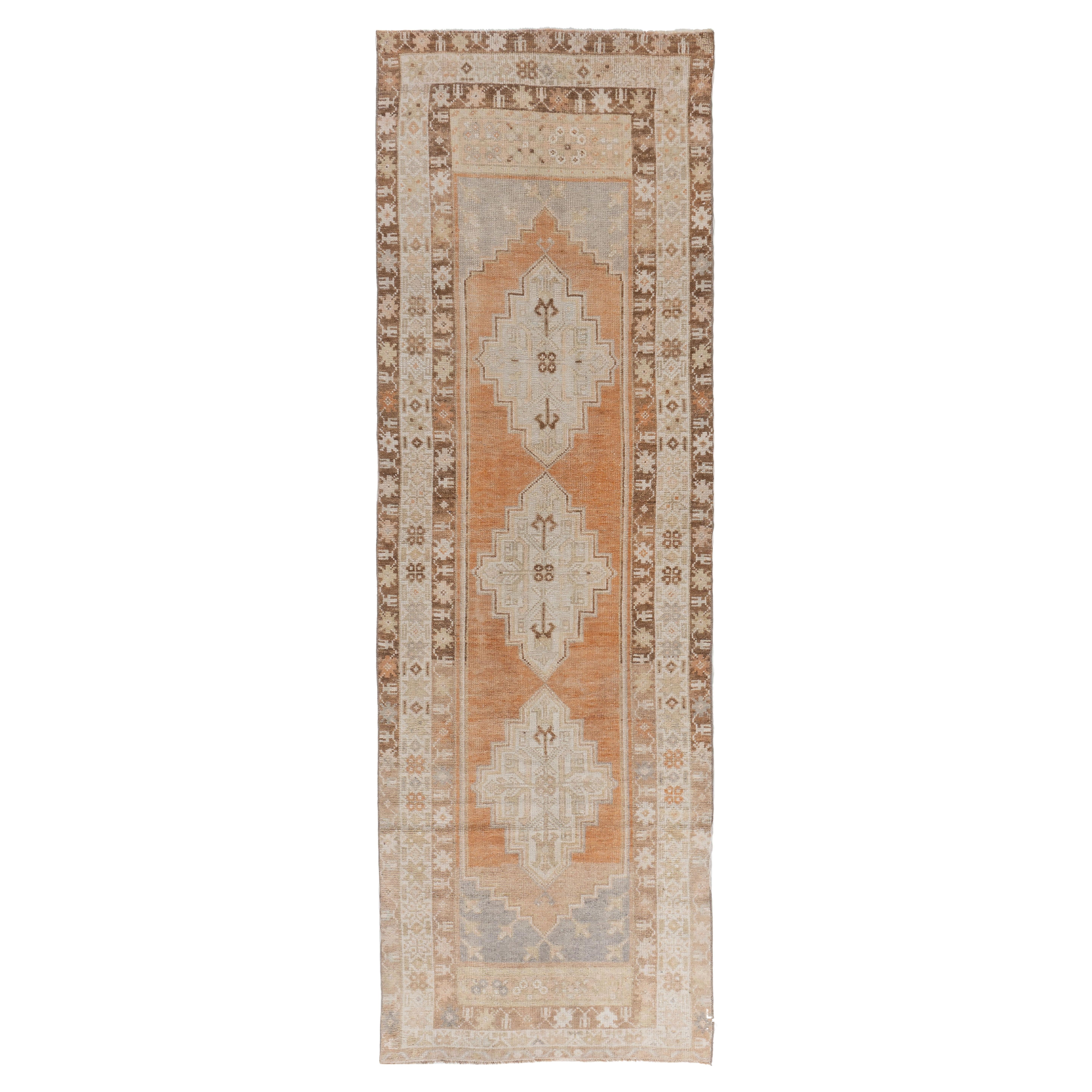 Vintage Peach Turkish Oushak Runner 2'11 X 9'1 in vendita