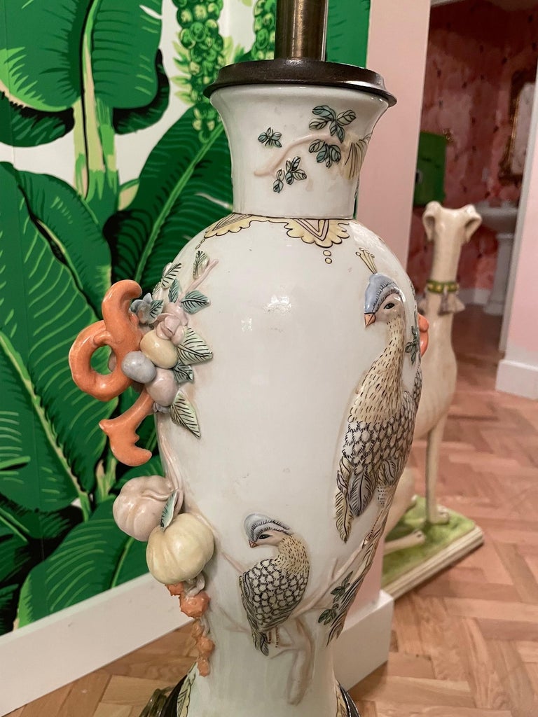 Vintage Peacock Ceramic Table Lamp by Maitland Smith For Sale at 1stDibs