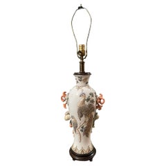 Lampe de table vintage en céramique paon par Maitland Smith