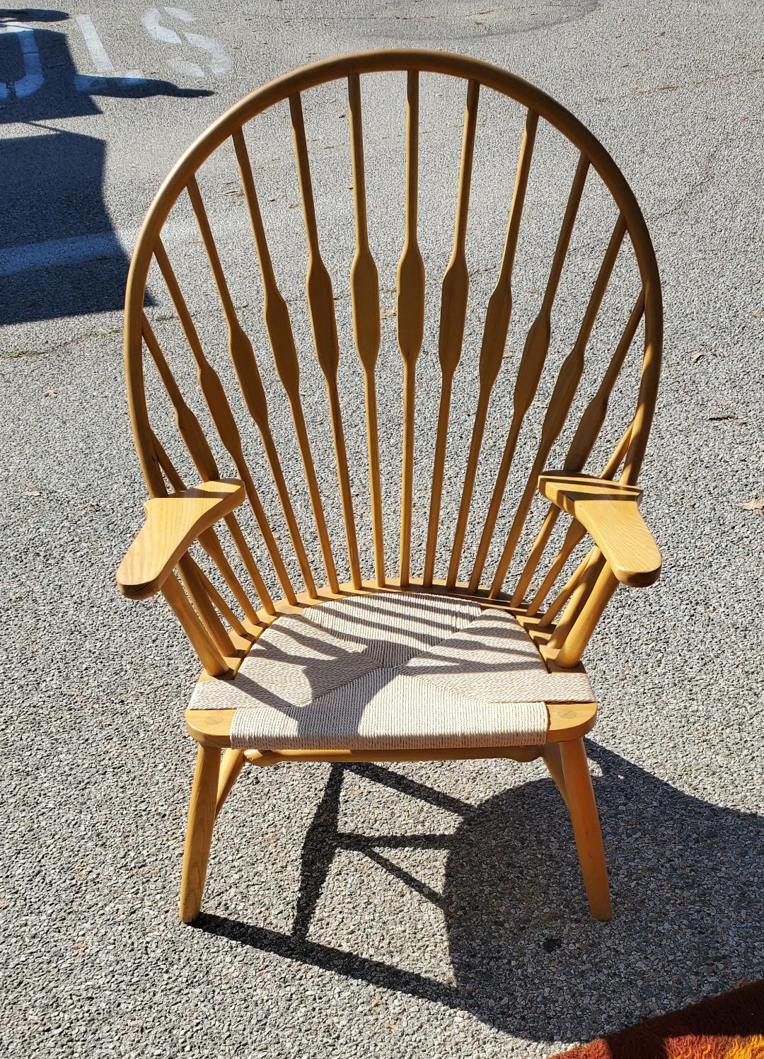 Vintage PEACOCK CHAIR Oak Wood With Cord Seating Mid Century Modern  For Sale 7