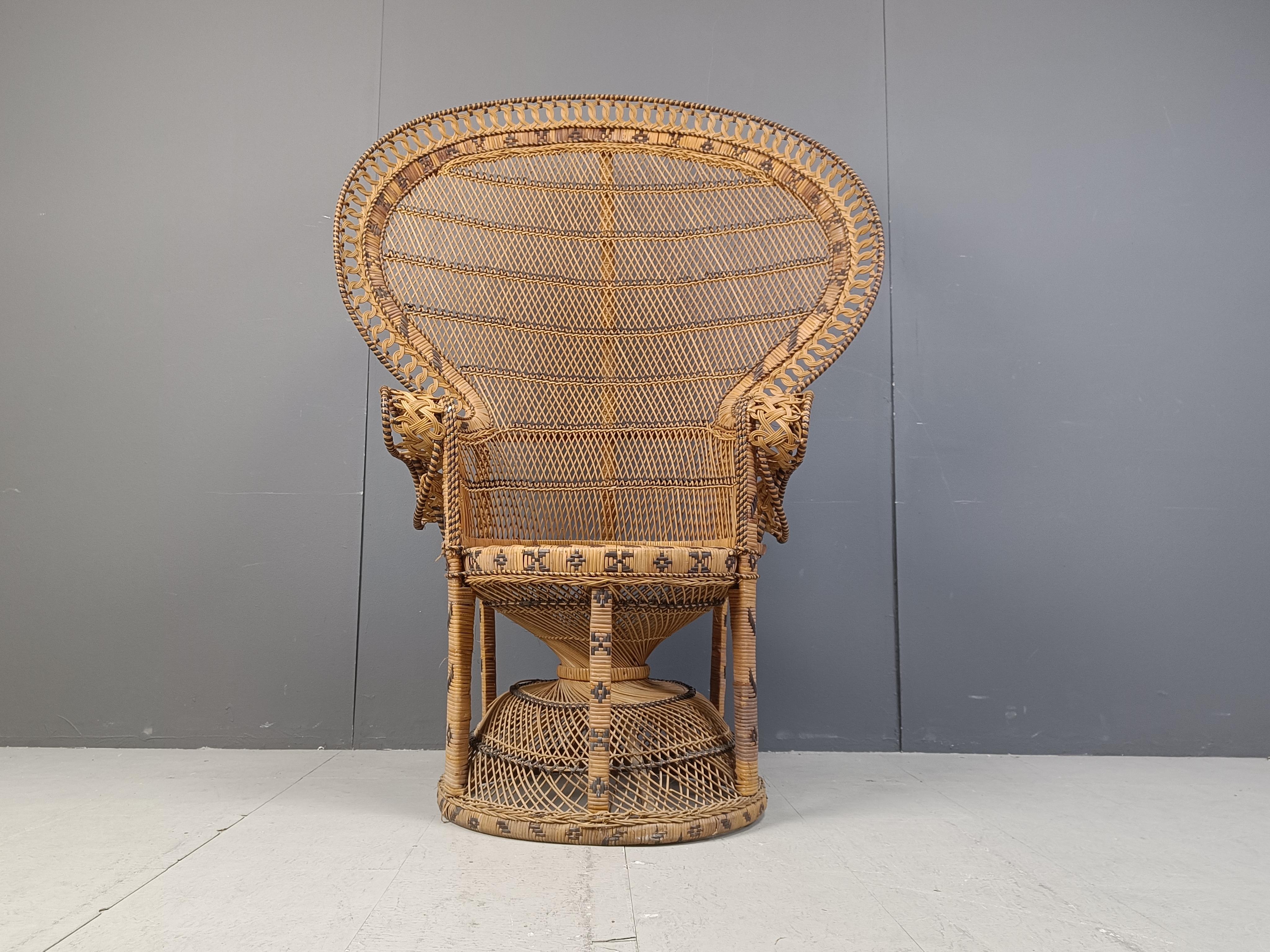 Thai Vintage peacock emanuelle chair with foot stool, 1970s