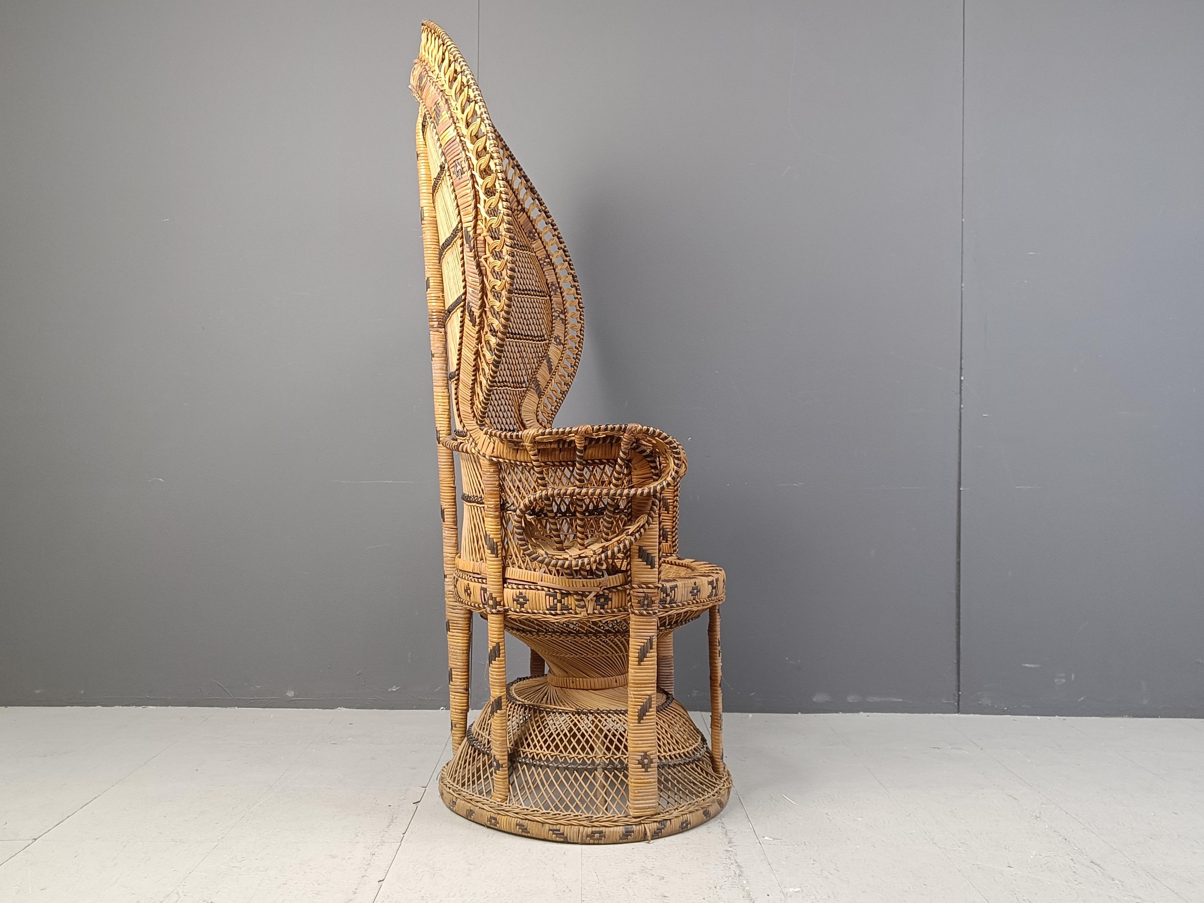Late 20th Century Vintage peacock emanuelle chair with foot stool, 1970s