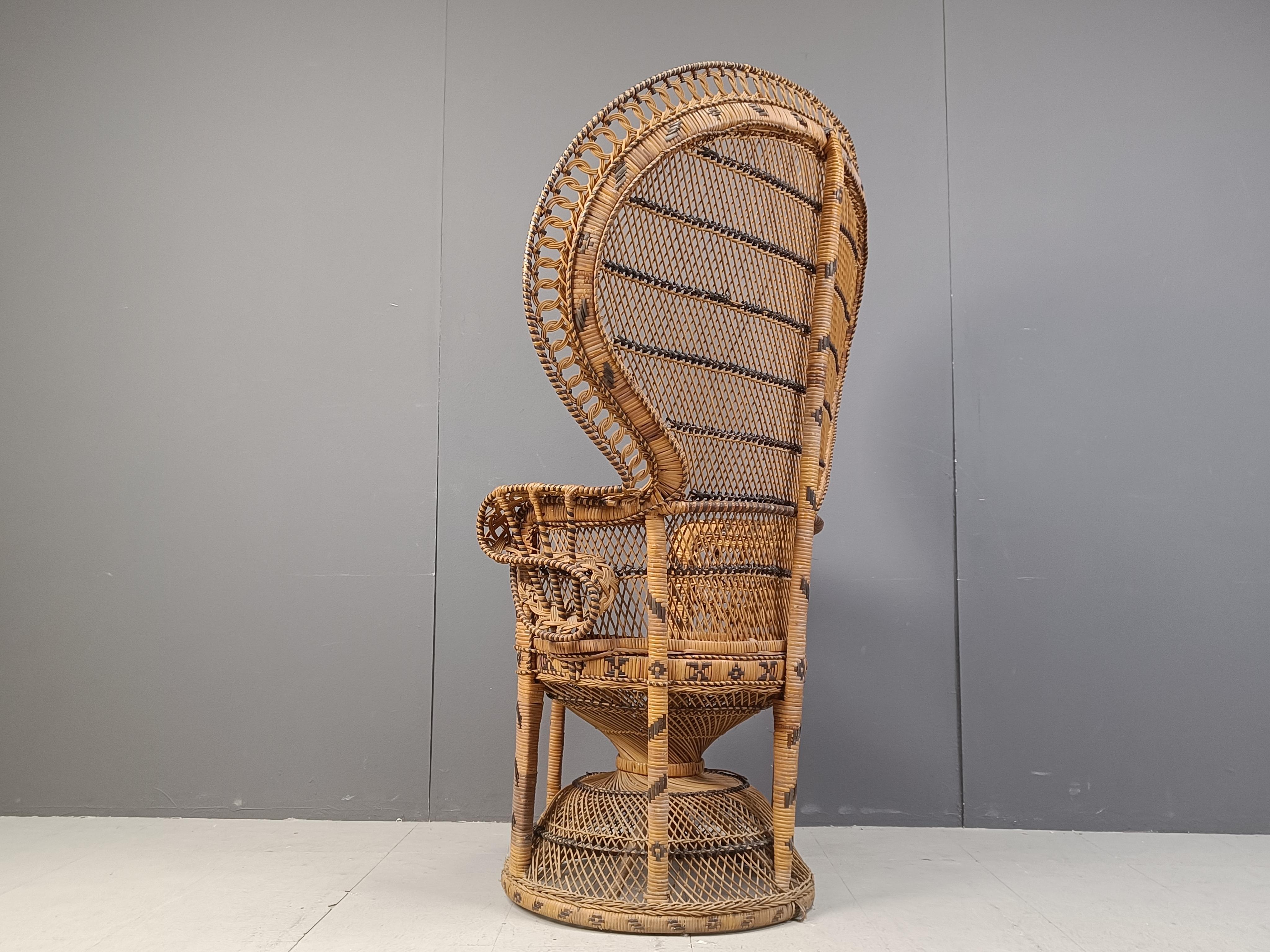 Vintage peacock emanuelle chair with foot stool, 1970s 1