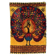 Vintage Peacock High Pile Rya Rug