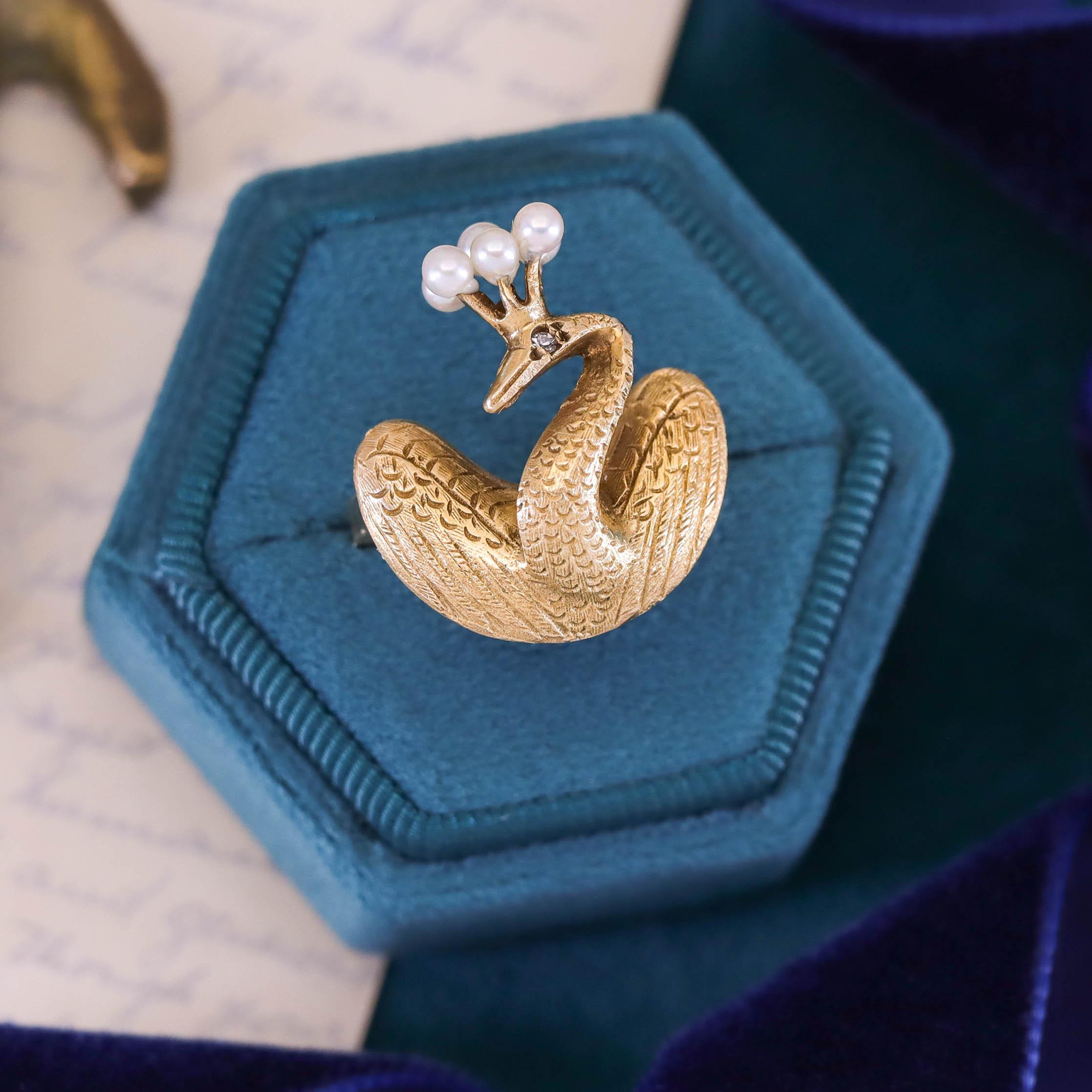 Vintage Pfau Ring von 14k Gold im Angebot 1